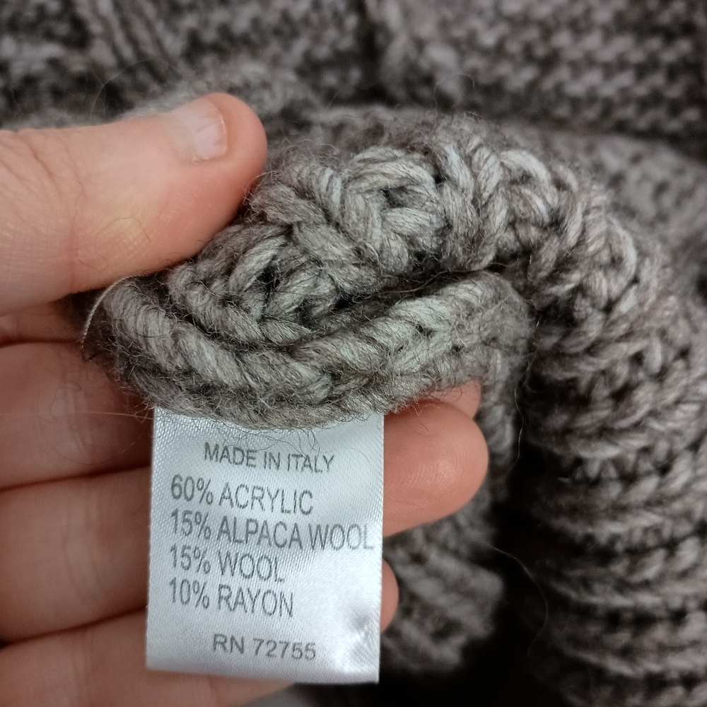 Paola Mandredi Wool Alpaca L Coatigan Long Winter Brown Cable Knit Sweater‎ - Picture 4 of 10
